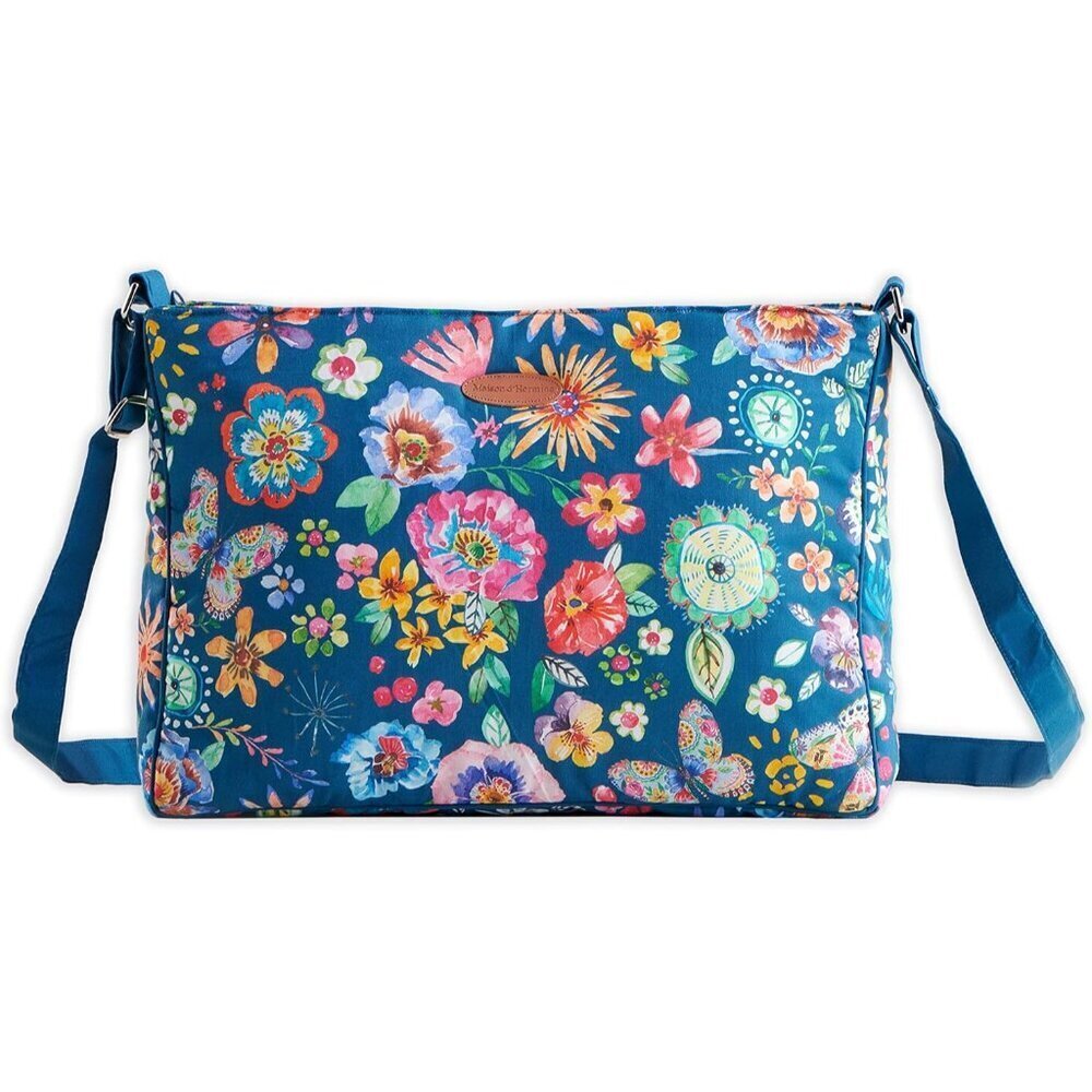 Cotton Crossbody Bag Unisex Adjustable Shoulder Tote with Zipper Pockets